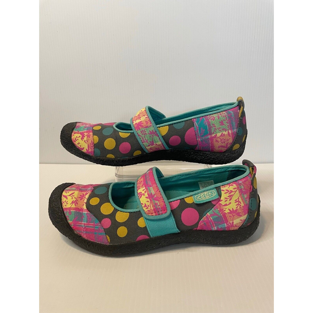 KEEN Harvest Mary Jane Shoes Blue Pink Polkadot Plaid Floral 1007741 Women's 8.5